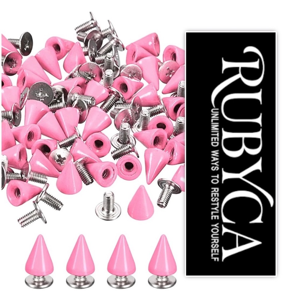 RUBYCA Pink 12MM 50 Sets Metal Tree Spikes and Studs
